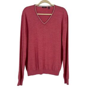 AR18TO 100% Merino Wool V-Neck Sweater Men’s Large Salmon